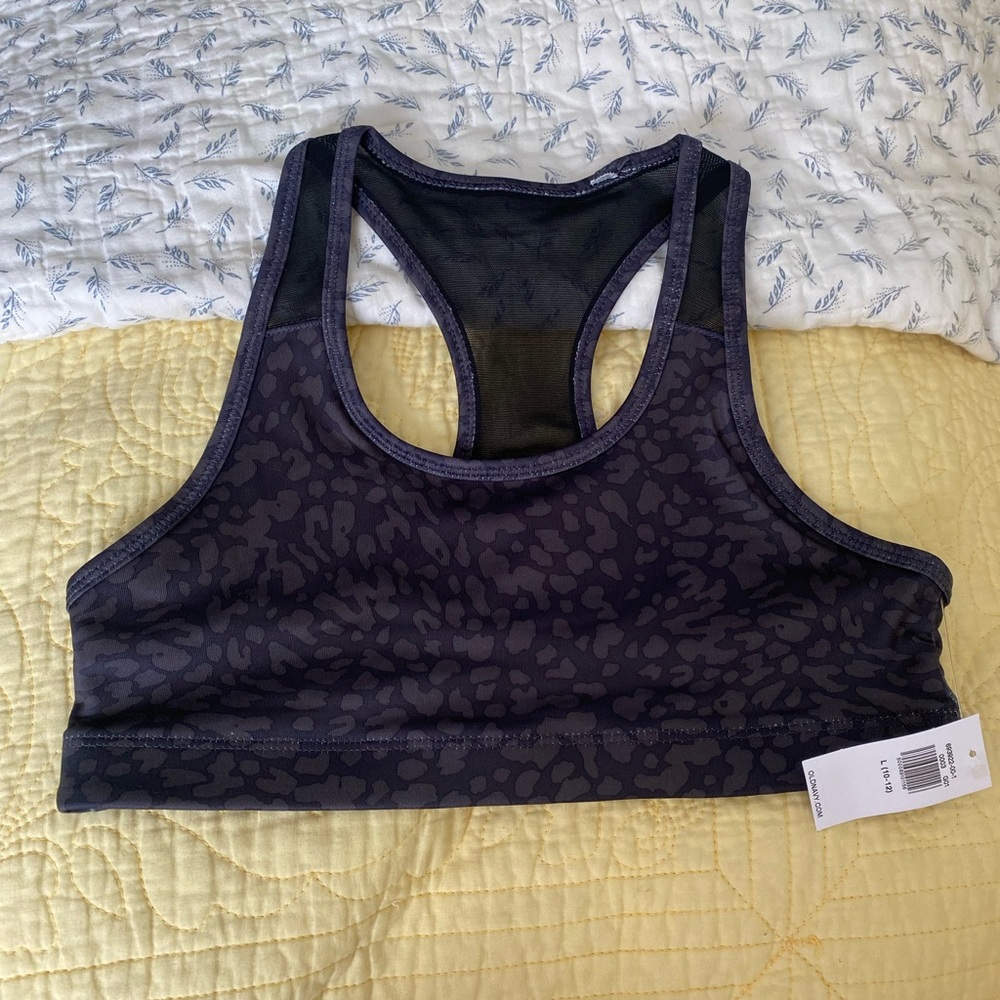 NWT kids Old Navy Go-Dry Printed Racerback PowerPress Sports Bra L 10-12